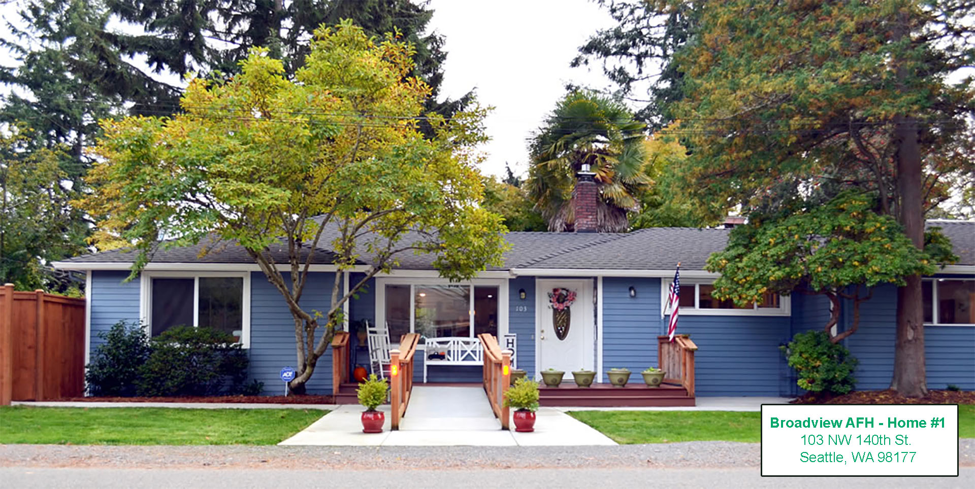 Broadview Adult Family Home front exterior from street view.